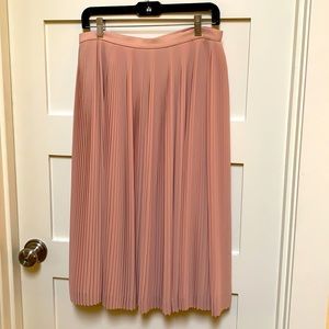 J Crew pink pleated skirt - midi length